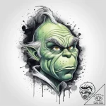 Tattoo sketch the grinch with a wing, artisti… – tattoo sketch (№1759962227_0, 08.10.2025 22:23) — tattoovalue.net