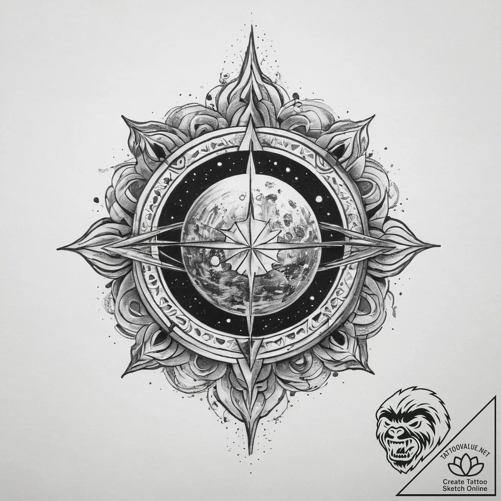 Tattoo sketch blessed universe, tattoo line a... - tattoo sketch (№1759963093_0, 08.10.2025 22:38) — tattoovalue.net