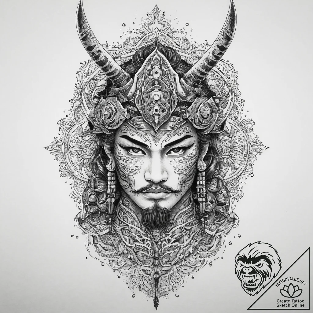 Tattoo sketch узор в виде самурая, tattoo lin... - tattoo sketch (№1759963309_0, 08.10.2025 22:41) — tattoovalue.net
