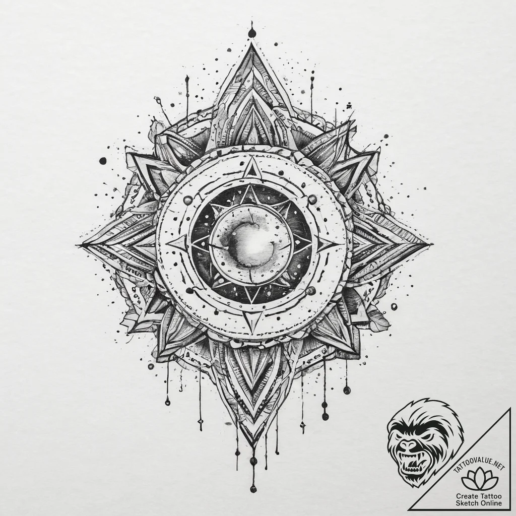 Tattoo sketch cosmic existence, tattoo line a... - tattoo sketch (№1759963744_0, 08.10.2025 22:49) — tattoovalue.net