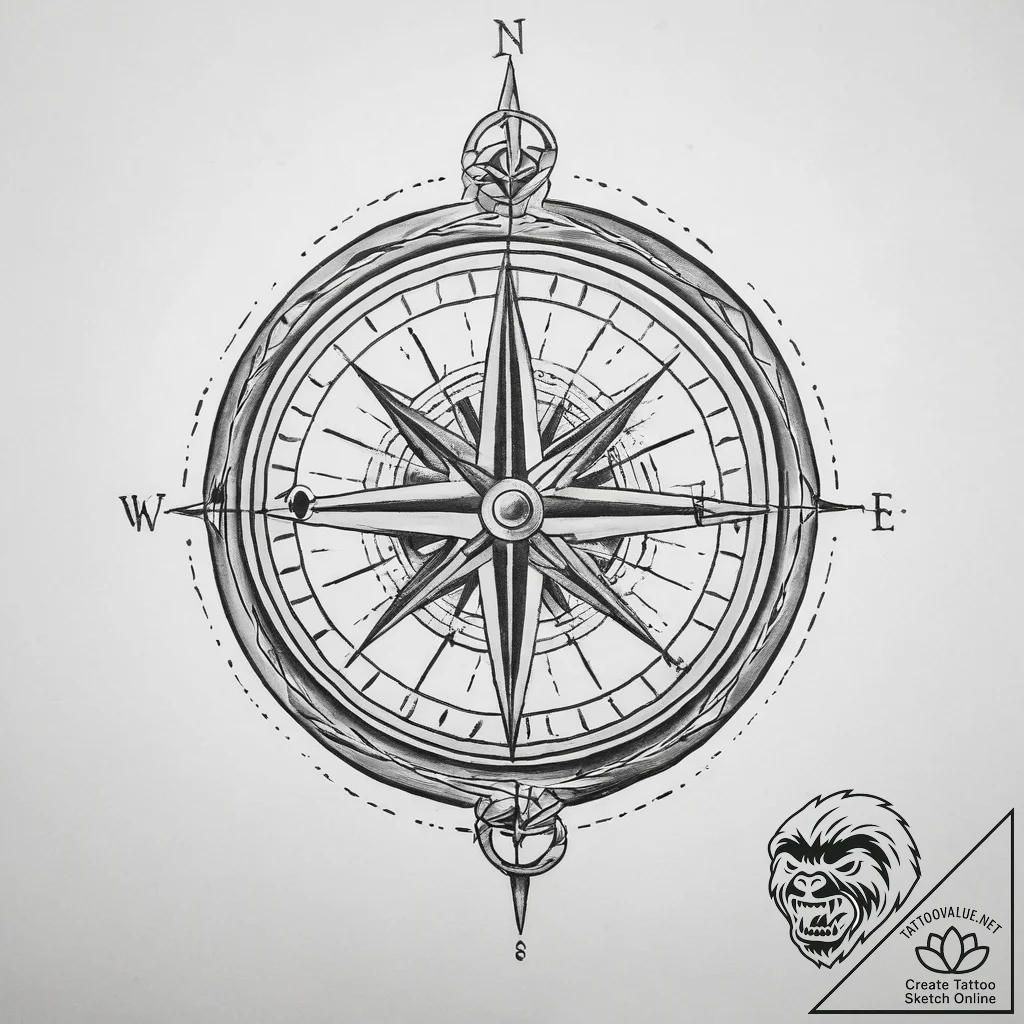 Tattoo sketch compass, tattoo sketch design,... - tattoo sketch (№1759963962_0, 08.10.2025 22:52) — tattoovalue.net