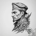 Tattoo sketch soldier with a sorcerer, concep… – tattoo sketch (№1759964395_0, 08.10.2025 22:59) — tattoovalue.net
