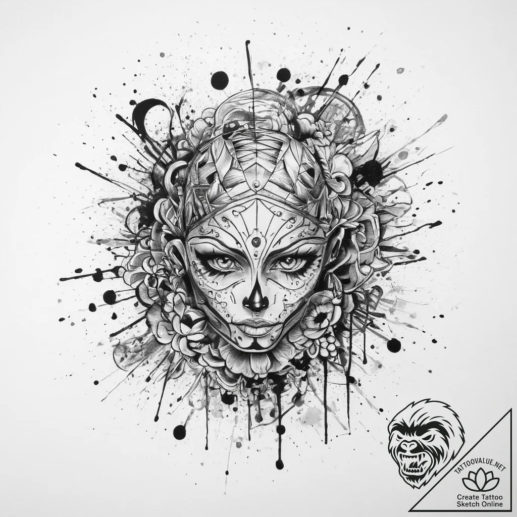 Tattoo sketch artist paint splatters - tattoo sketch (№1759964611_0, 08.10.2025 23:03) — tattoovalue.net