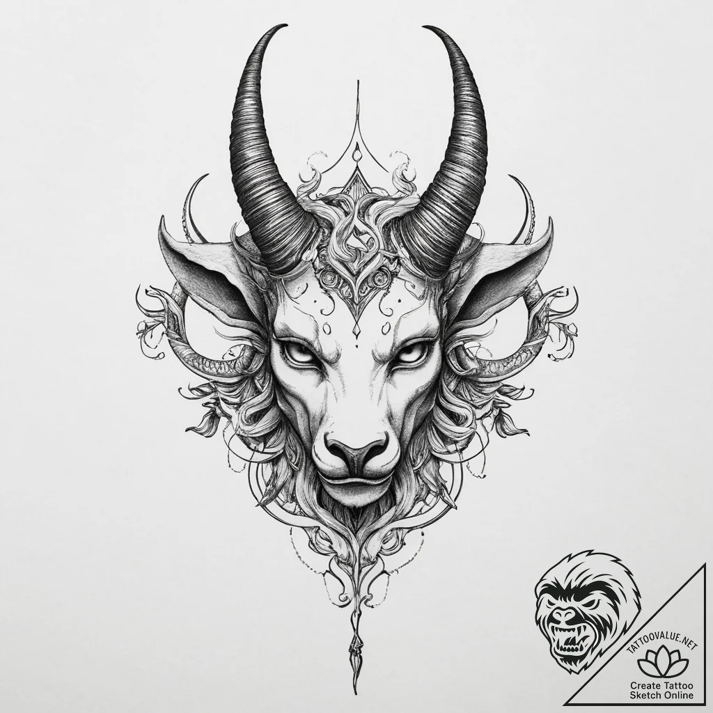 Tattoo sketch tiefling horns, tattoo flash sh... - tattoo sketch (№1759964828_0, 08.10.2025 23:07) — tattoovalue.net