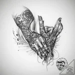 Tattoo sketch hands with a scroll, tattoo lin… – tattoo sketch (№1759965269_0, 08.10.2025 23:14) — tattoovalue.net
