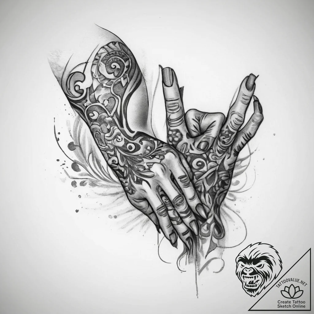 Tattoo sketch hands with a scroll, tattoo lin... - tattoo sketch (№1759965269_0, 08.10.2025 23:14) — tattoovalue.net