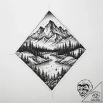 Tattoo sketch a village in the mountains, tat… – tattoo sketch (№1759965484_0, 08.10.2025 23:18) — tattoovalue.net