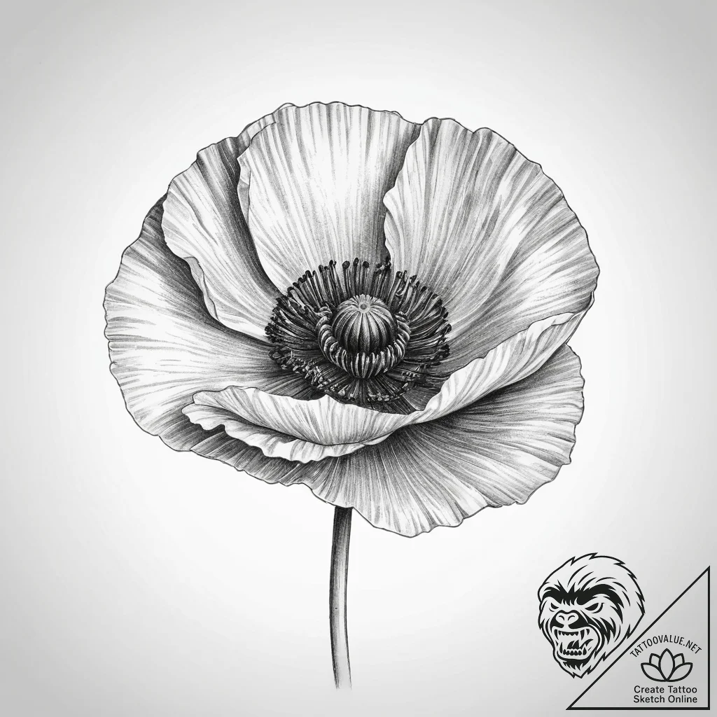 Tattoo sketch poppy - tattoo sketch (№1759966779_0, 08.10.2025 23:39) — tattoovalue.net