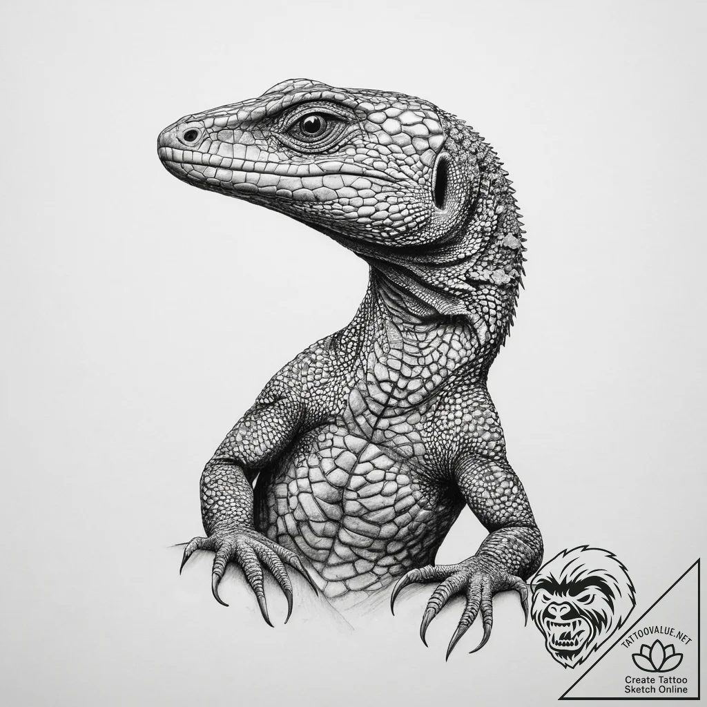 Tattoo sketch monitor lizard - tattoo sketch (№1759967857_0, 08.10.2025 23:57) — tattoovalue.net