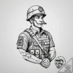 Tattoo sketch soldier with a letter, tattoo d… – tattoo sketch (№1759968721_0, 09.10.2025 00:12) — tattoovalue.net
