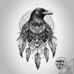 Tattoo sketch native american raven totem – tattoo sketch (№1759968937_0, 09.10.2025 00:15) — tattoovalue.net