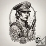 Tattoo sketch soldier with a pen, tattoo sket… – tattoo sketch (№1759970670_0, 09.10.2025 00:44) — tattoovalue.net