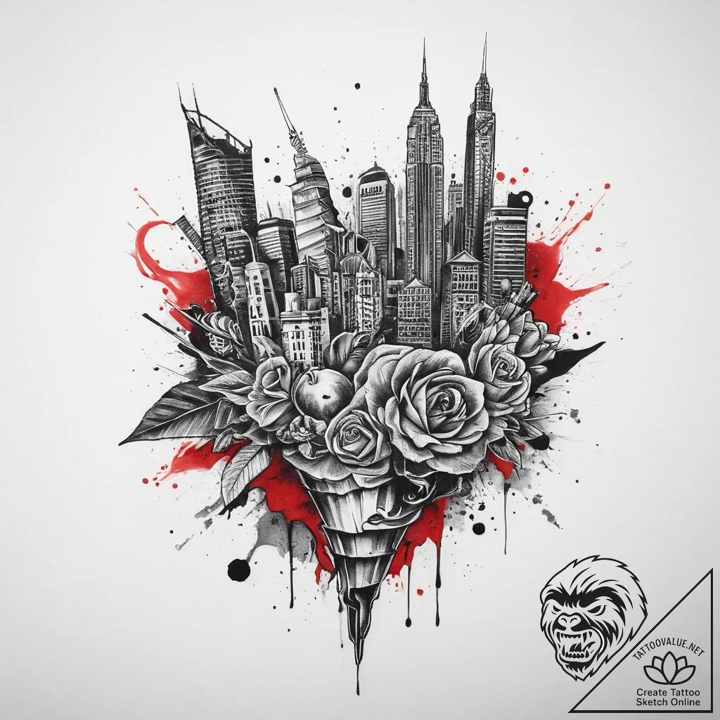 Tattoo sketch city, tattoo sketch design, bla... - tattoo sketch (№1759972404_0, 09.10.2025 01:13) — tattoovalue.net