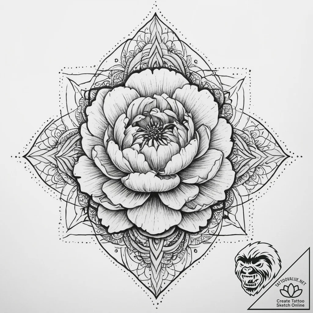 Tattoo sketch peony, tattoo drawing outline,... - tattoo sketch (№1759973269_0, 09.10.2025 01:27) — tattoovalue.net