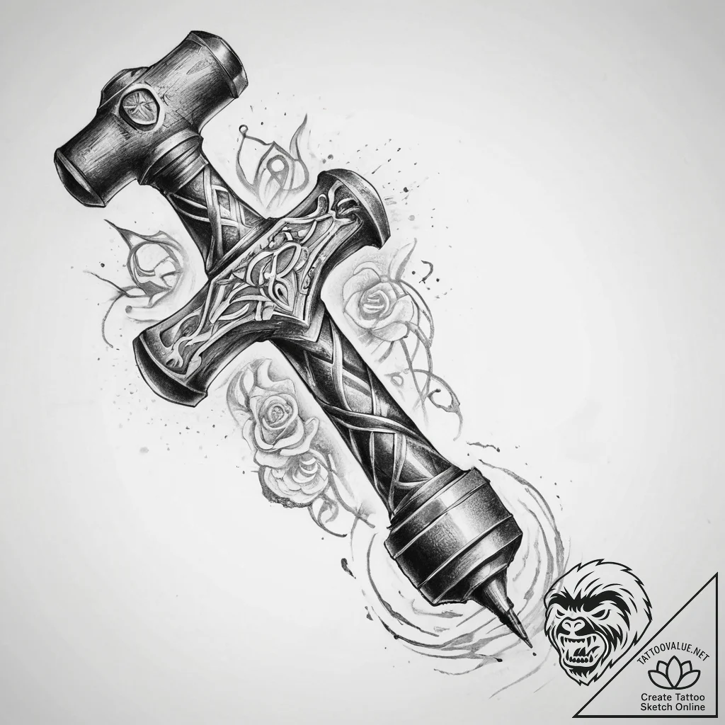 Tattoo sketch hammer tattoo - tattoo sketch (№1759976085_0, 09.10.2025 02:14) — tattoovalue.net