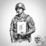 Tattoo sketch soldier with a letter – tattoo sketch (№1759977166_0, 09.10.2025 02:32) — tattoovalue.net