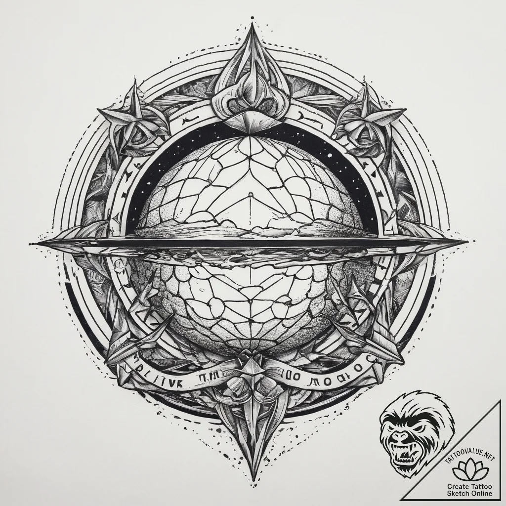Tattoo sketch cosmic sphere, tattoo drawing o... - tattoo sketch (№1759977381_0, 09.10.2025 02:36) — tattoovalue.net