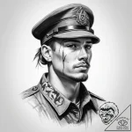 Tattoo sketch soldier’s farewell – tattoo sketch (№1759977597_0, 09.10.2025 02:39) — tattoovalue.net