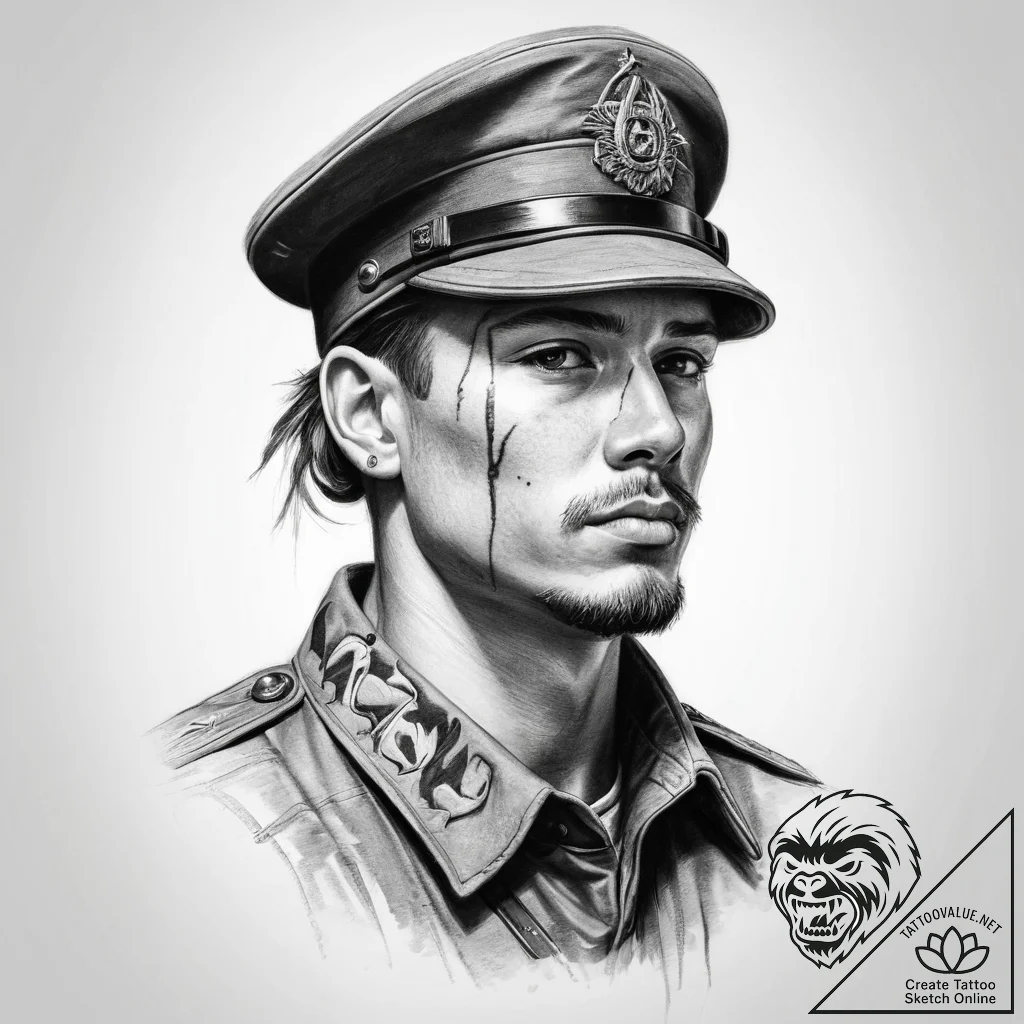 Tattoo sketch soldier's farewell - tattoo sketch (№1759977597_0, 09.10.2025 02:39) — tattoovalue.net