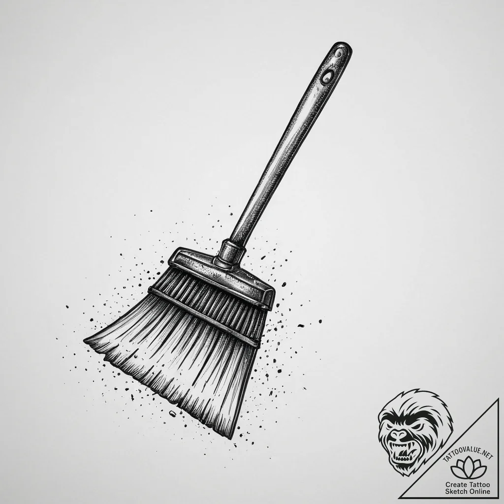 Tattoo sketch broom and dustpan, concept art... - tattoo sketch (№1759978893_0, 09.10.2025 03:01) — tattoovalue.net