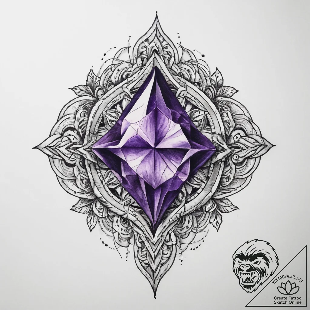 Tattoo sketch amethyst - tattoo sketch (№1759979541_0, 09.10.2025 03:12) — tattoovalue.net
