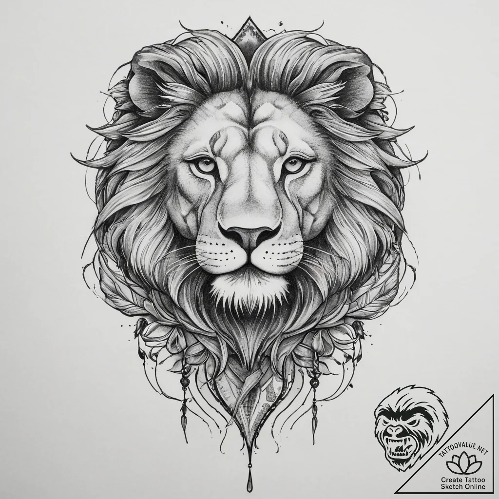 Tattoo sketch hands with a lion, ink illustra... - tattoo sketch (№1759980623_0, 09.10.2025 03:30) — tattoovalue.net