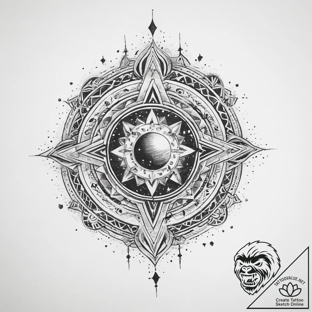 Tattoo sketch cosmic representation - tattoo sketch (№1759981272_0, 09.10.2025 03:41) — tattoovalue.net
