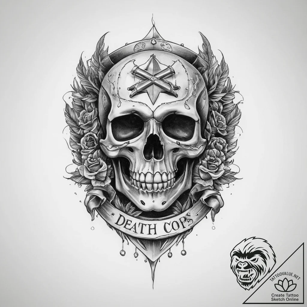 Tattoo sketch "death to the cops" - tattoo sketch (№1759982998_0, 09.10.2025 04:09) — tattoovalue.net