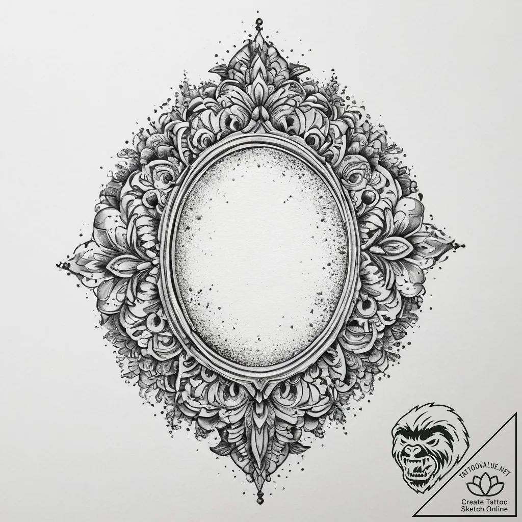 Tattoo sketch vintage mirror, artistic tattoo... - tattoo sketch (№1759983214_0, 09.10.2025 04:13) — tattoovalue.net