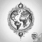 Tattoo sketch cosmic earth – tattoo sketch (№1759983430_0, 09.10.2025 04:17) — tattoovalue.net