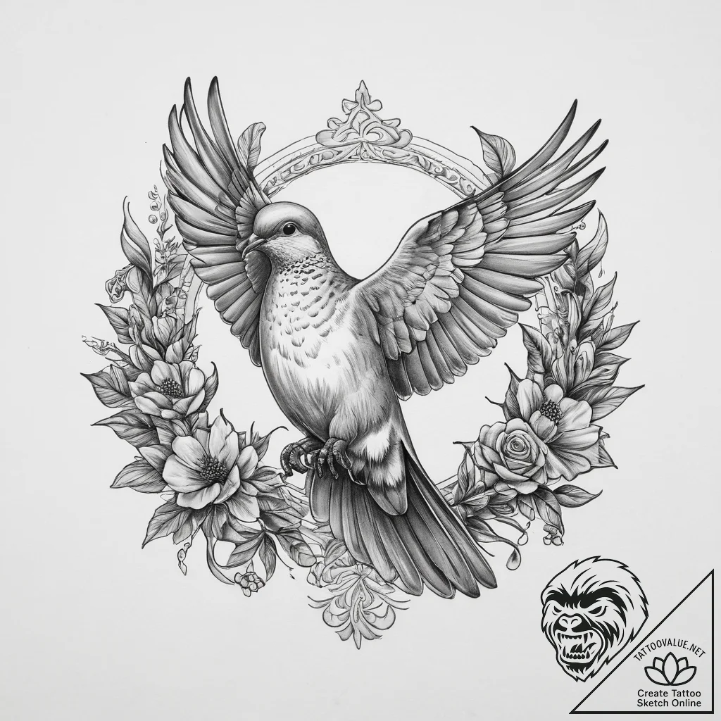 Tattoo sketch mourning dove, tattoo flash she... - tattoo sketch (№1759983646_0, 09.10.2025 04:20) — tattoovalue.net