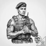 Tattoo sketch soldier with a key – tattoo sketch (№1759984514_0, 09.10.2025 04:35) — tattoovalue.net