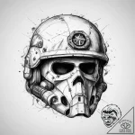 Tattoo sketch soldier’s helmet, concept art f… – tattoo sketch (№1759984730_0, 09.10.2025 04:38) — tattoovalue.net