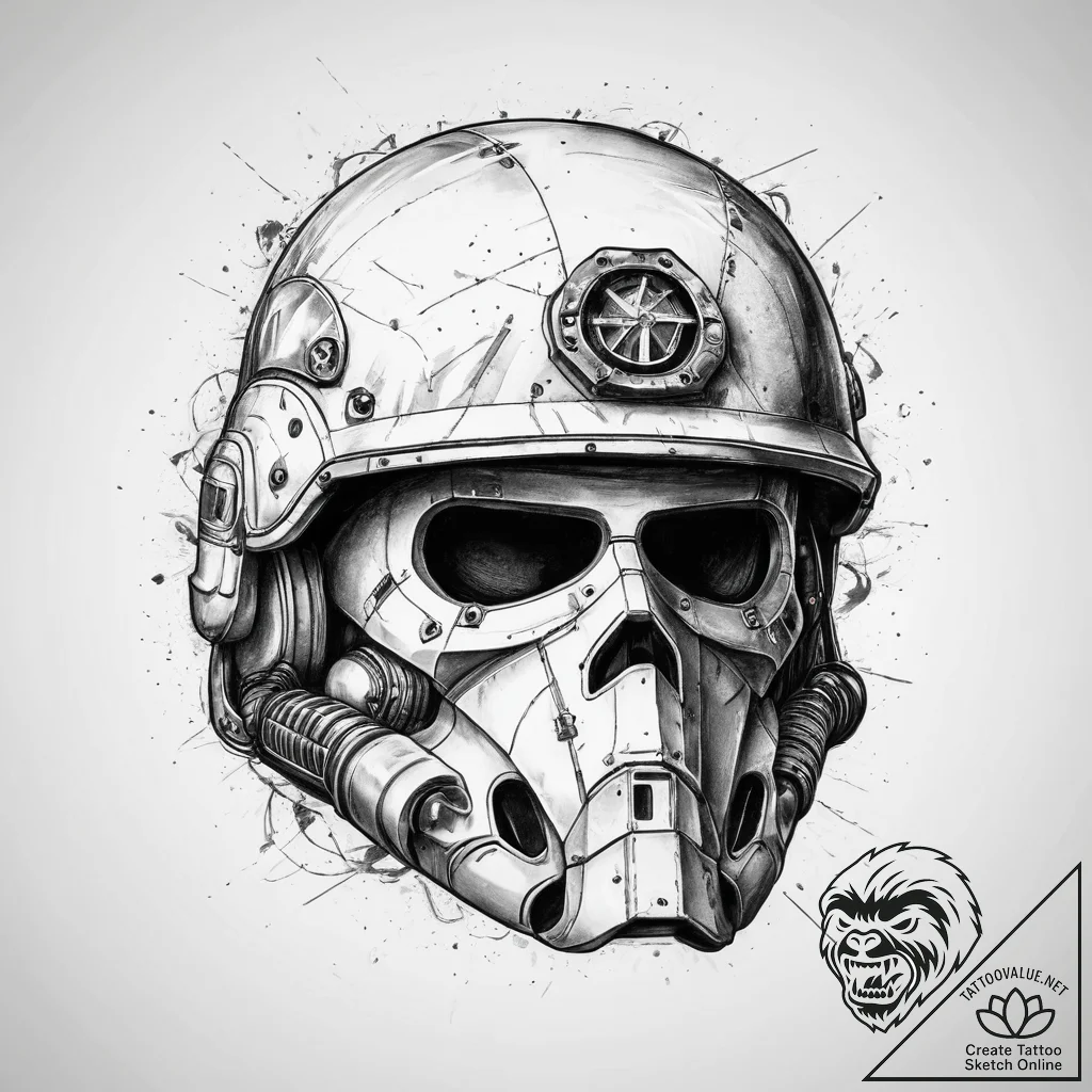 Tattoo sketch soldier's helmet, concept art f... - tattoo sketch (№1759984730_0, 09.10.2025 04:38) — tattoovalue.net