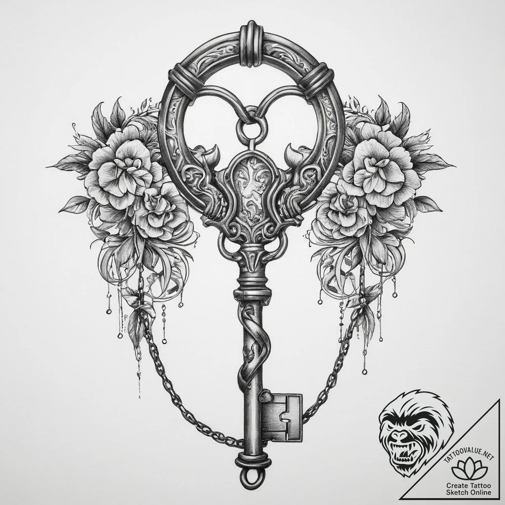 Tattoo sketch shackles with a key, tattoo ske... - tattoo sketch (№1759984947_0, 09.10.2025 04:42) — tattoovalue.net