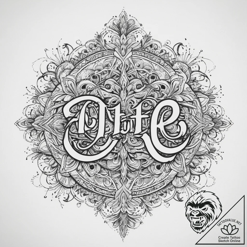 Tattoo sketch divine lettering, tattoo line a... - tattoo sketch (№1759986027_0, 09.10.2025 05:00) — tattoovalue.net