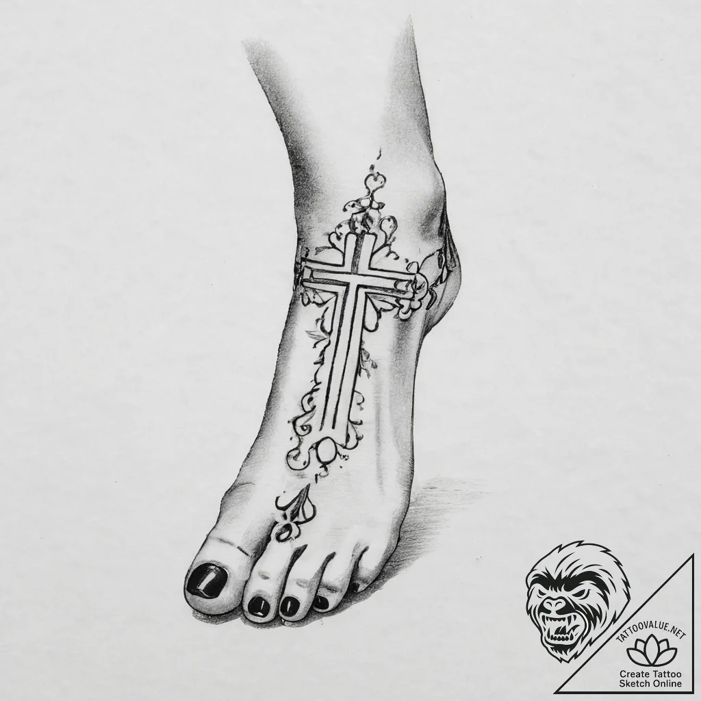 Tattoo sketch foot, concept art for tattoo, b... - tattoo sketch (№1759986675_0, 09.10.2025 05:11) — tattoovalue.net