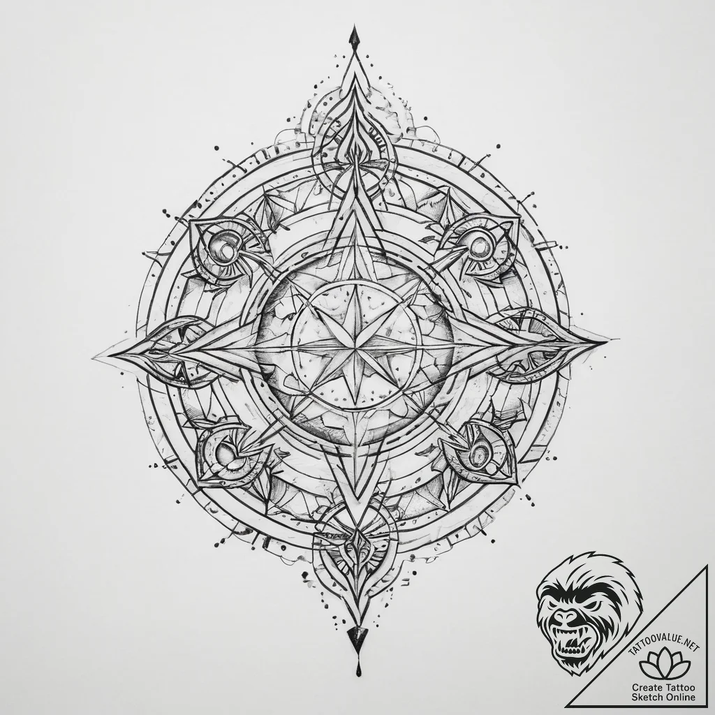 Tattoo sketch cosmic past - tattoo sketch (№1759987537_0, 09.10.2025 05:25) — tattoovalue.net