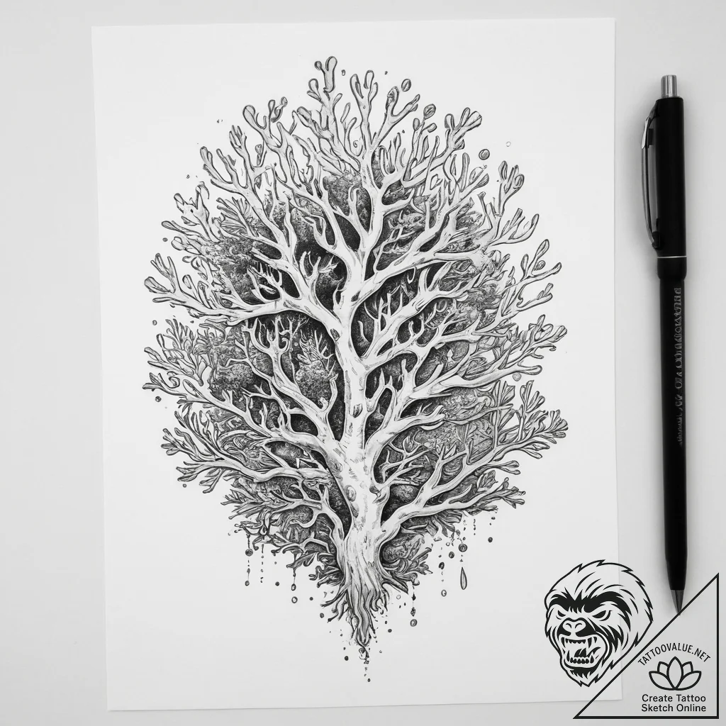 Tattoo sketch coral - tattoo sketch (№1759988619_0, 09.10.2025 05:43) — tattoovalue.net