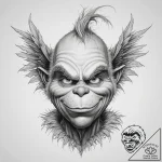 Tattoo sketch the grinch with a wing, tattoo… – tattoo sketch (№1759992155_0, 09.10.2025 06:42) — tattoovalue.net