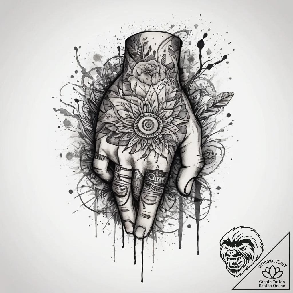 Tattoo sketch hands with a document, ink illu... - tattoo sketch (№1759992593_0, 09.10.2025 06:49) — tattoovalue.net