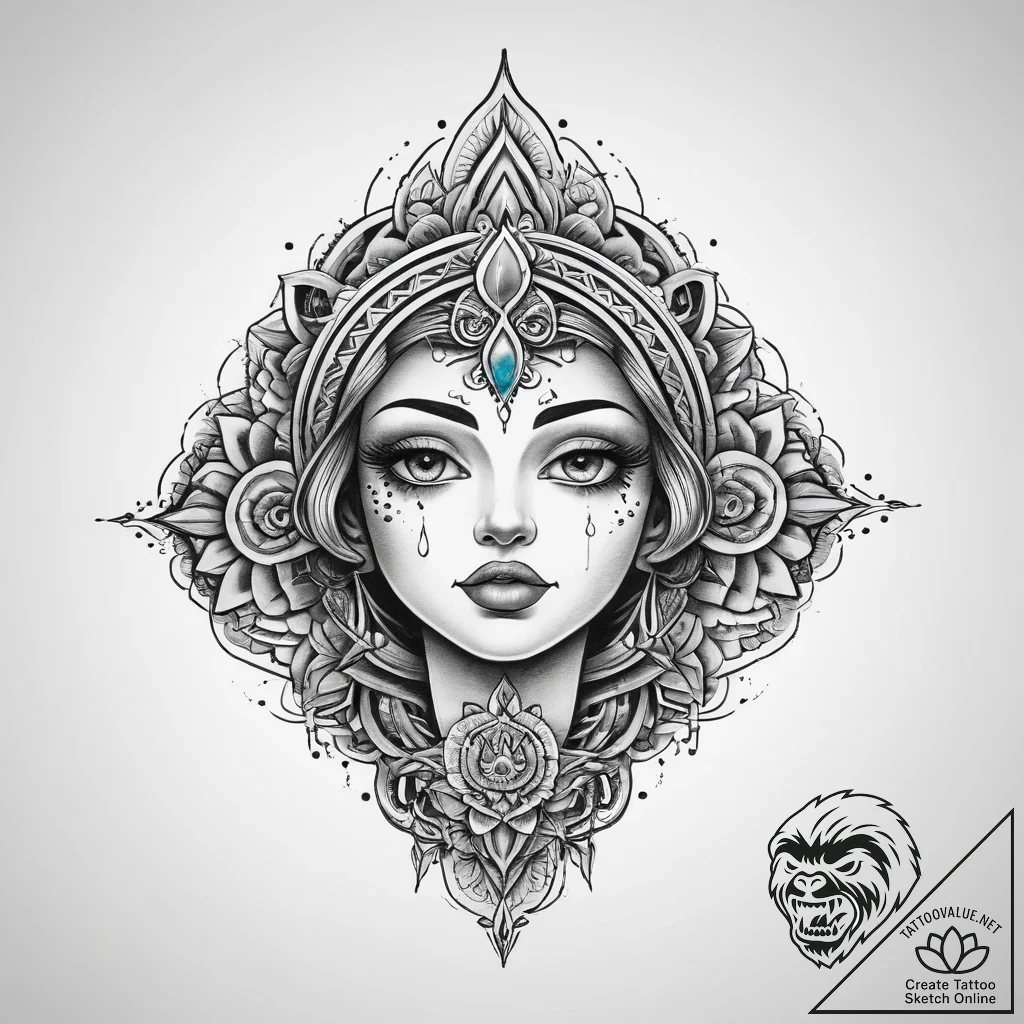 Tattoo sketch spiritual fount, tattoo line ar... - tattoo sketch (№1759992809_0, 09.10.2025 06:53) — tattoovalue.net