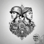 Tattoo sketch soldier with a partner, artisti… – tattoo sketch (№1759994361_0, 09.10.2025 07:19) — tattoovalue.net