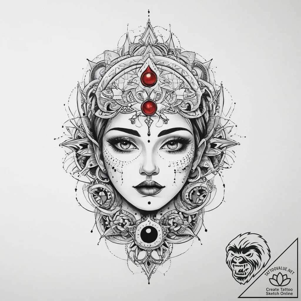 Tattoo sketch cosmic self, tattoo line art, b... - tattoo sketch (№1759994579_0, 09.10.2025 07:22) — tattoovalue.net