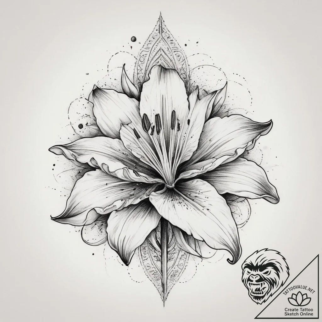 Tattoo sketch cosmic lily, concept art for ta... - tattoo sketch (№1759995012_0, 09.10.2025 07:30) — tattoovalue.net