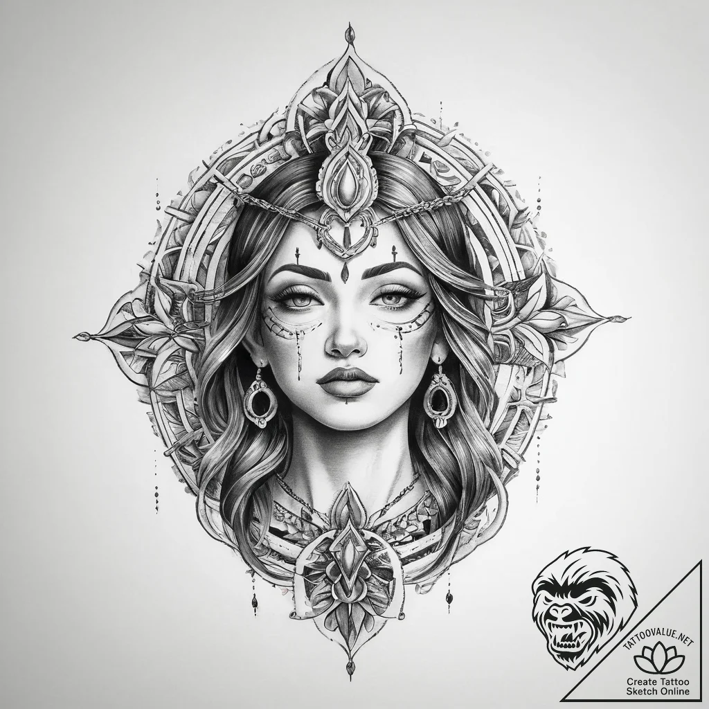 Tattoo sketch sacred portrayal - tattoo sketch (№1759995672_0, 09.10.2025 07:41) — tattoovalue.net