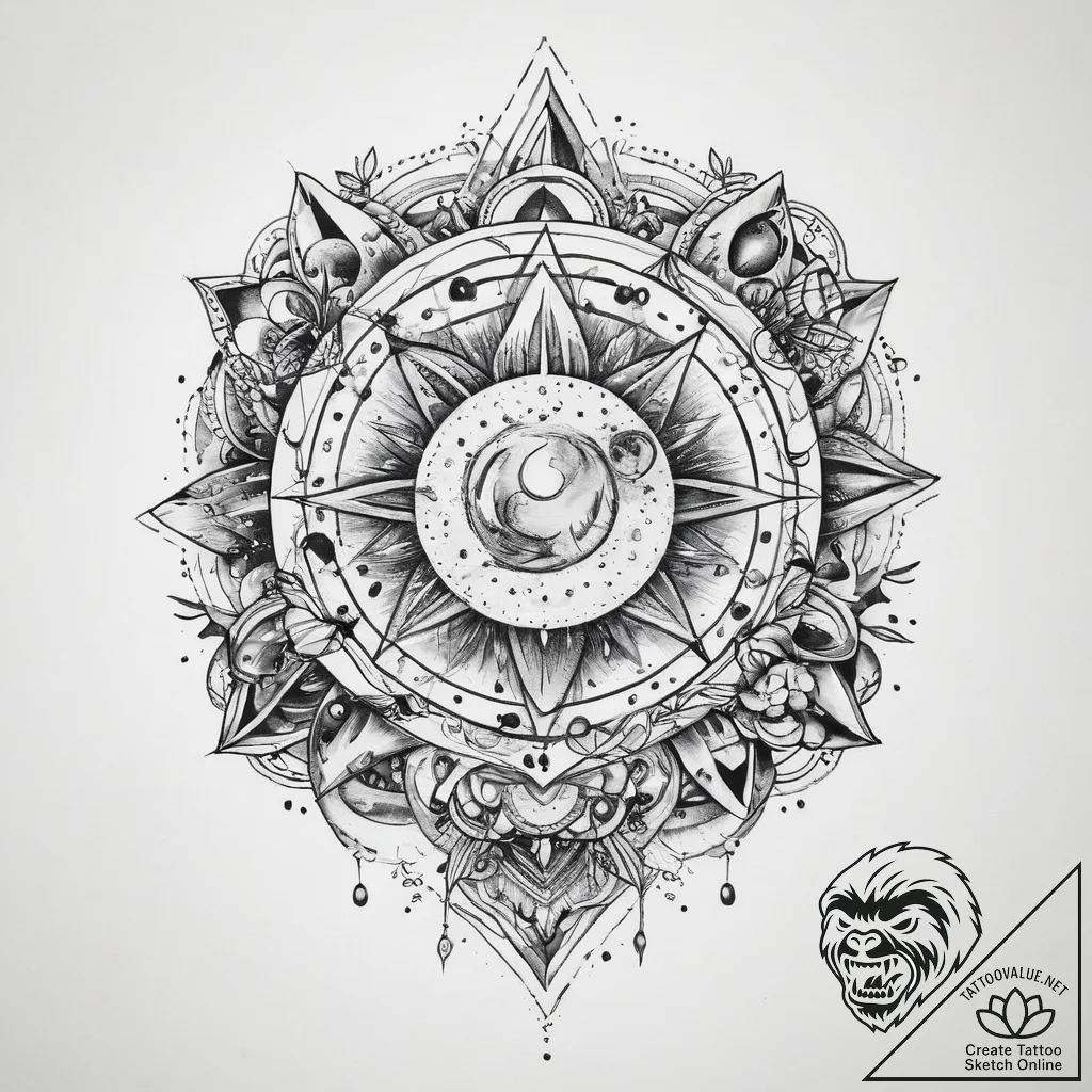 Tattoo sketch cosmic land - tattoo sketch (№1759998054_0, 09.10.2025 08:20) — tattoovalue.net