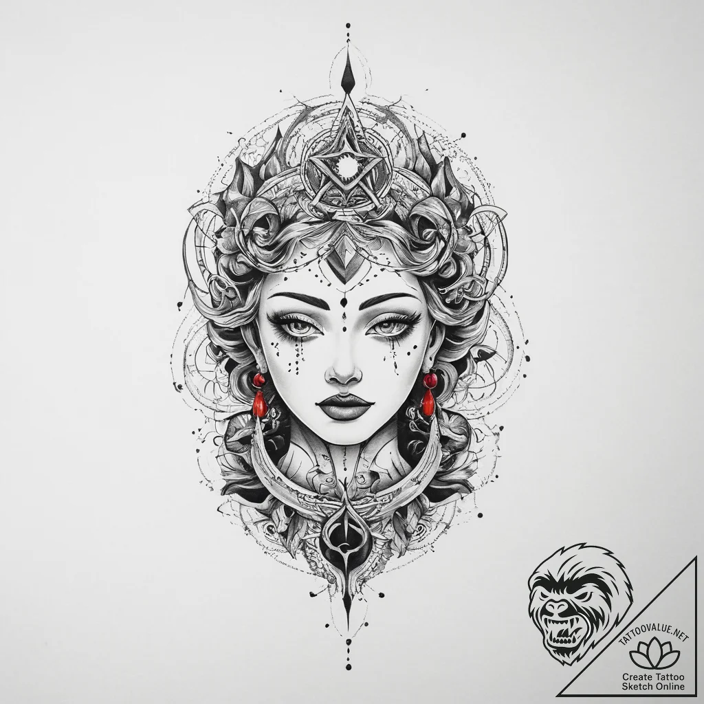 Tattoo sketch cosmic land, tattoo drawing out... - tattoo sketch (№1759998491_0, 09.10.2025 08:28) — tattoovalue.net
