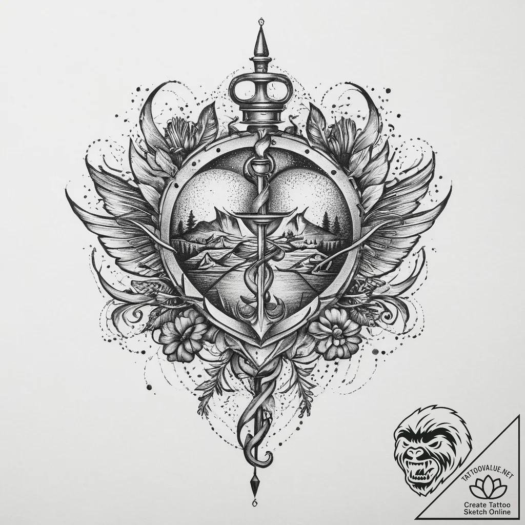 Tattoo sketch heartbeat with a family, artist... - tattoo sketch (№1760000022_0, 09.10.2025 08:53) — tattoovalue.net