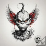 Tattoo sketch the grinch with a wing, artisti… – tattoo sketch (№1760002857_0, 09.10.2025 09:40) — tattoovalue.net